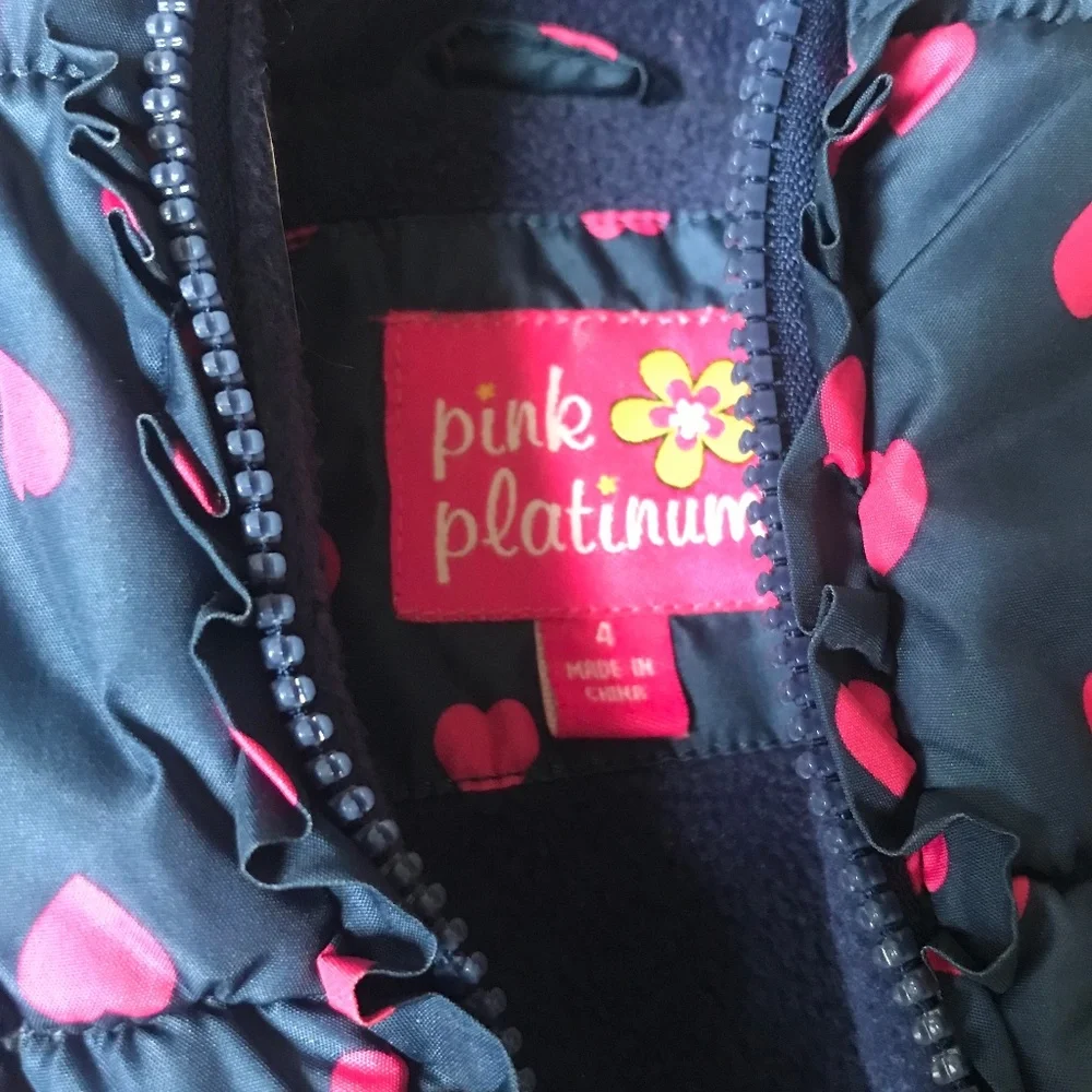 🌻Heart Print Pink Platinum Warm & Cozy Puffer Coat